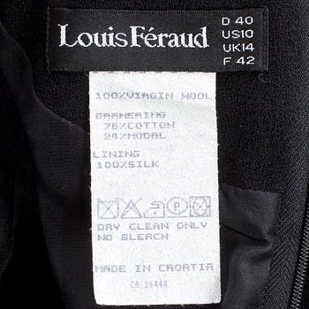 LOUIS FÉRAUD, a black wool dress with velvet details.
