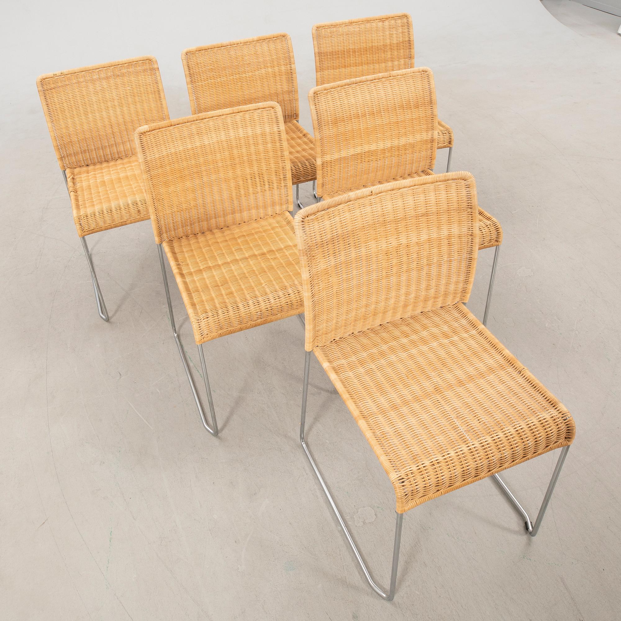 Tito Agnoli, chairs 6 pcs S21, Italy, late 20th century.