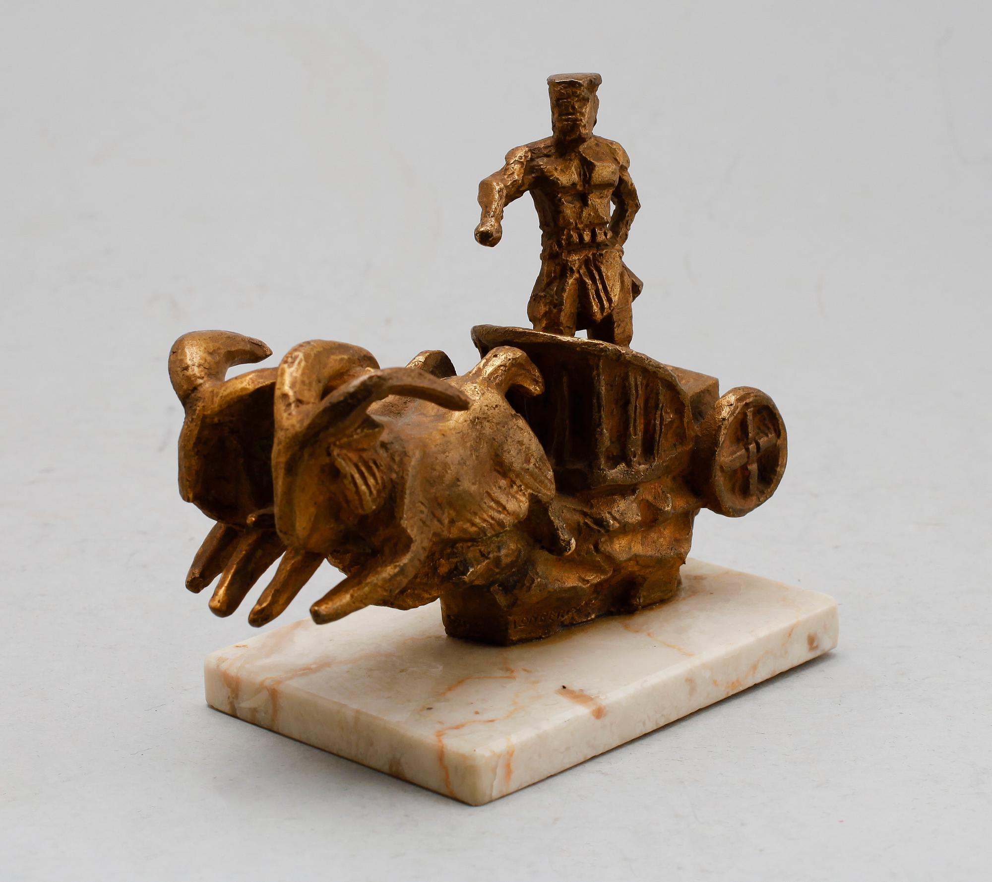 STIG BLOMBERG, skulptur, förgylld brons, sign.