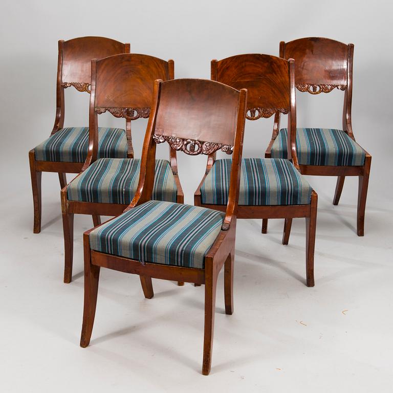 A set of five Baltic Biedermeier chairs.