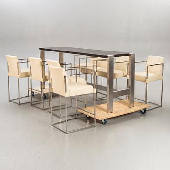 Bert Plantagie, a bar table and eight stools 21st century.