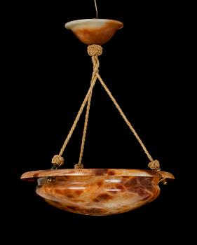 TAKLAMPA, alabaster, tidigt 1900-tal. Höjd 50 cm.