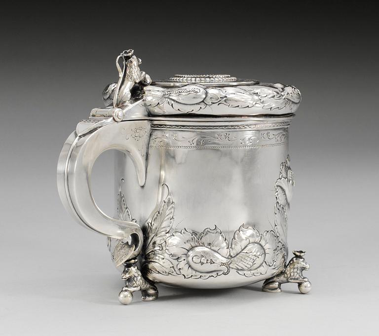 DRYCKESKANNA, silver, Danmark 1900-tal. Barock-stil.