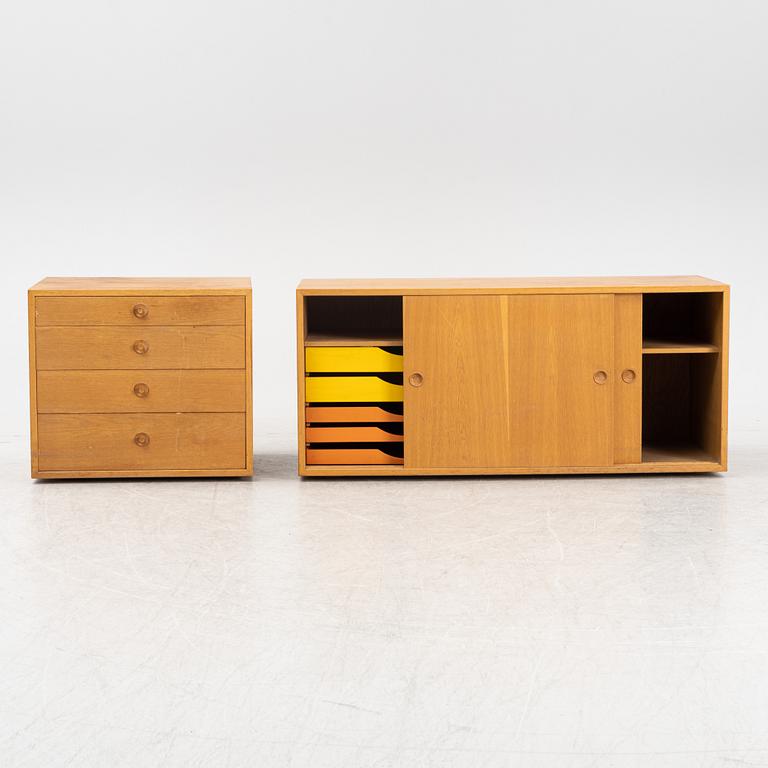 Børge Mogensen, a sideboard module and one chesst of drawers from Karl Andersson & Söner, 1950's/60's.