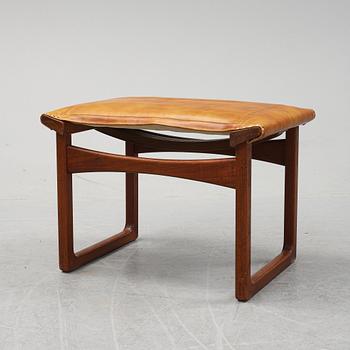 Ejnar Larsen & Aksel Bender, a teak and leather stool for Ludvid Pontoppidan Denmark, 1950's.