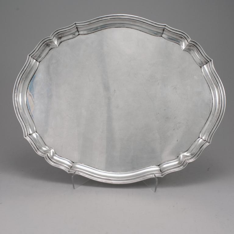 A Danish 20th century silver tray, marked Copenhagen 1913.