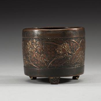 RÖKELSEKAR, brons.  Med Yunjian Hu Wenming zhi sex karaktärers märke, Ming dynastin 15/1600-tal.