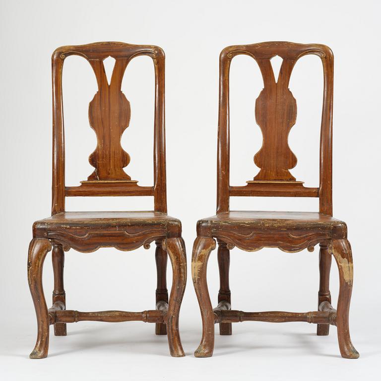 Stolar, ett par, Stockholmsarbeten, 1700-talets mitt, Senbarock.