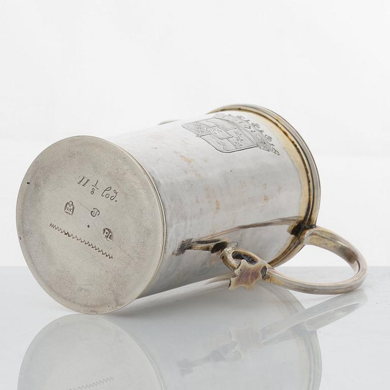 A Swedish 18th century parcel-gilt silver jug, mark of Petter Lund 1727.