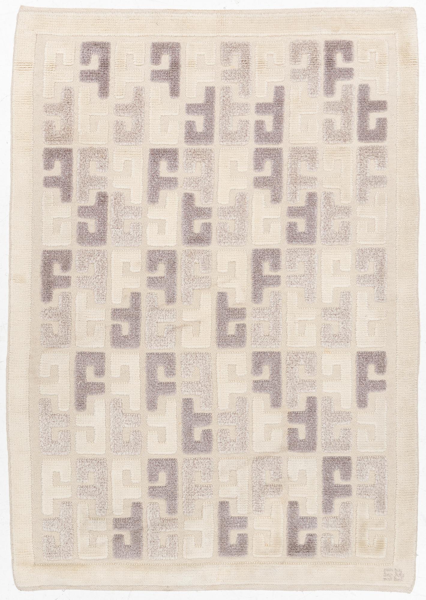 Sigvard Bernadotte, Rug, "Shangri-La", relief pile, signed SB, approximately 210 x 145 cm.