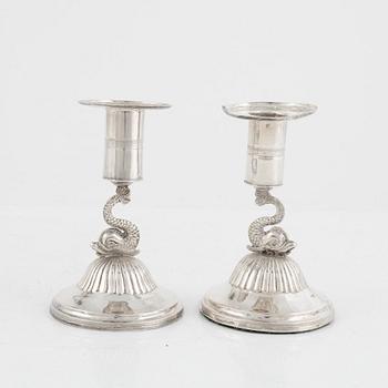 Ljusstakar, ett par, silver, empire, Stockholm 1816.