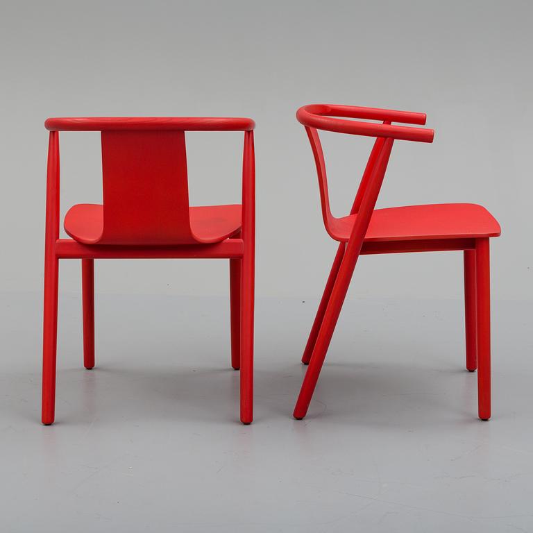 Four Cappellini wooden chairs.