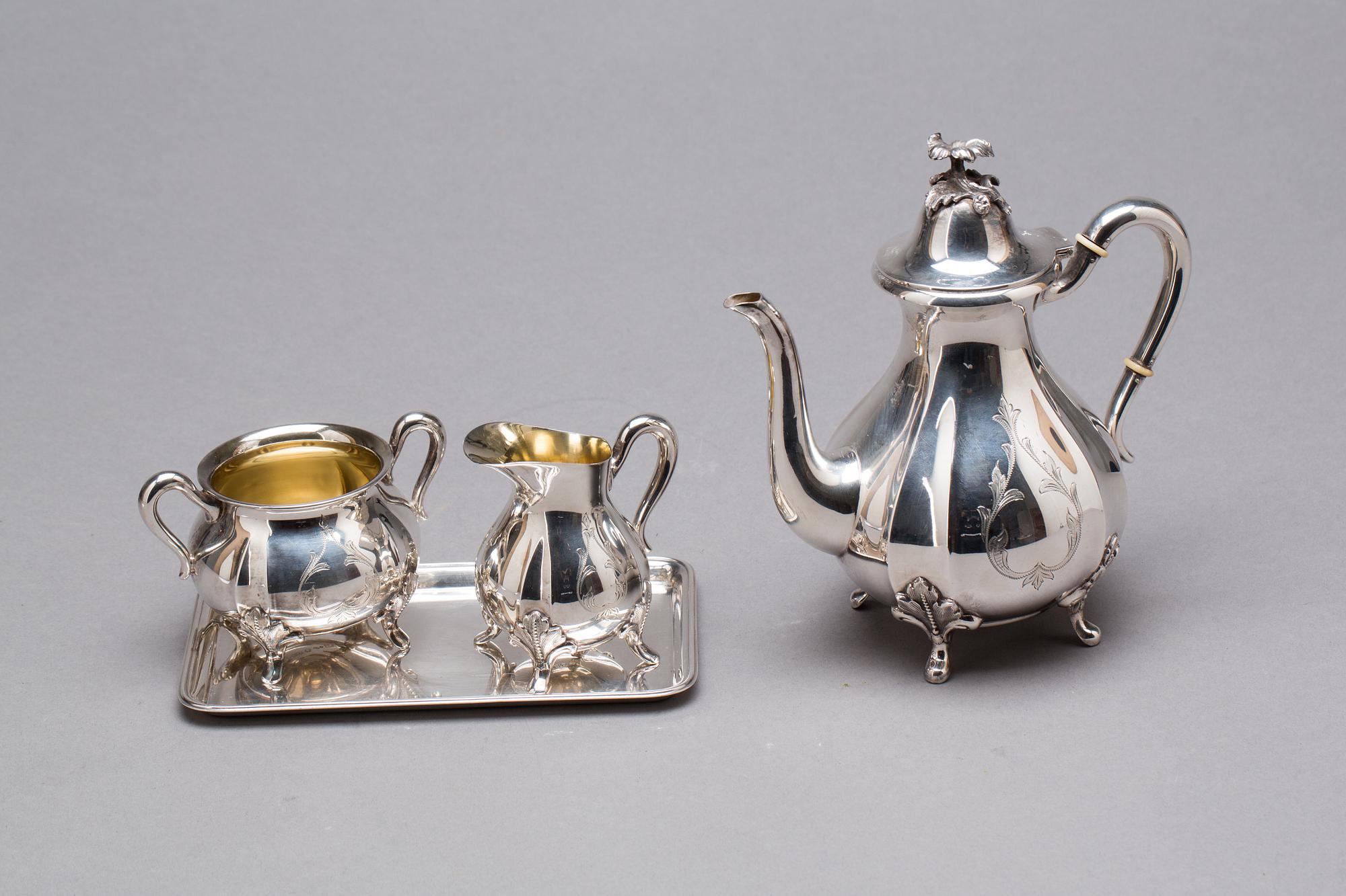 KAFFESERVIS, 4 delar, silver.