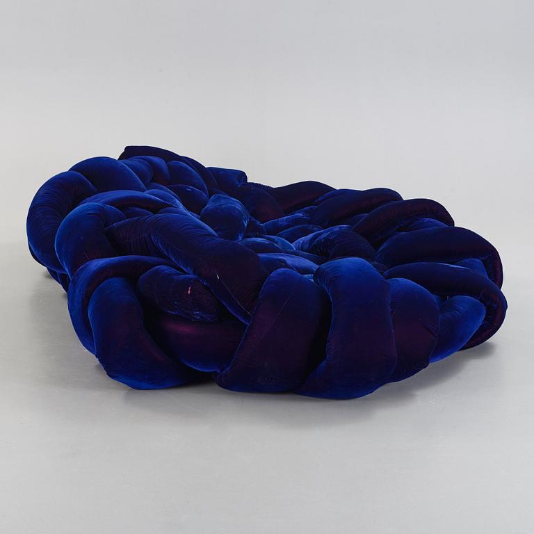 A Fernando & Humberto Campana blue purple velvet 'Boa Sofa', Edra, Italy, post 2002.