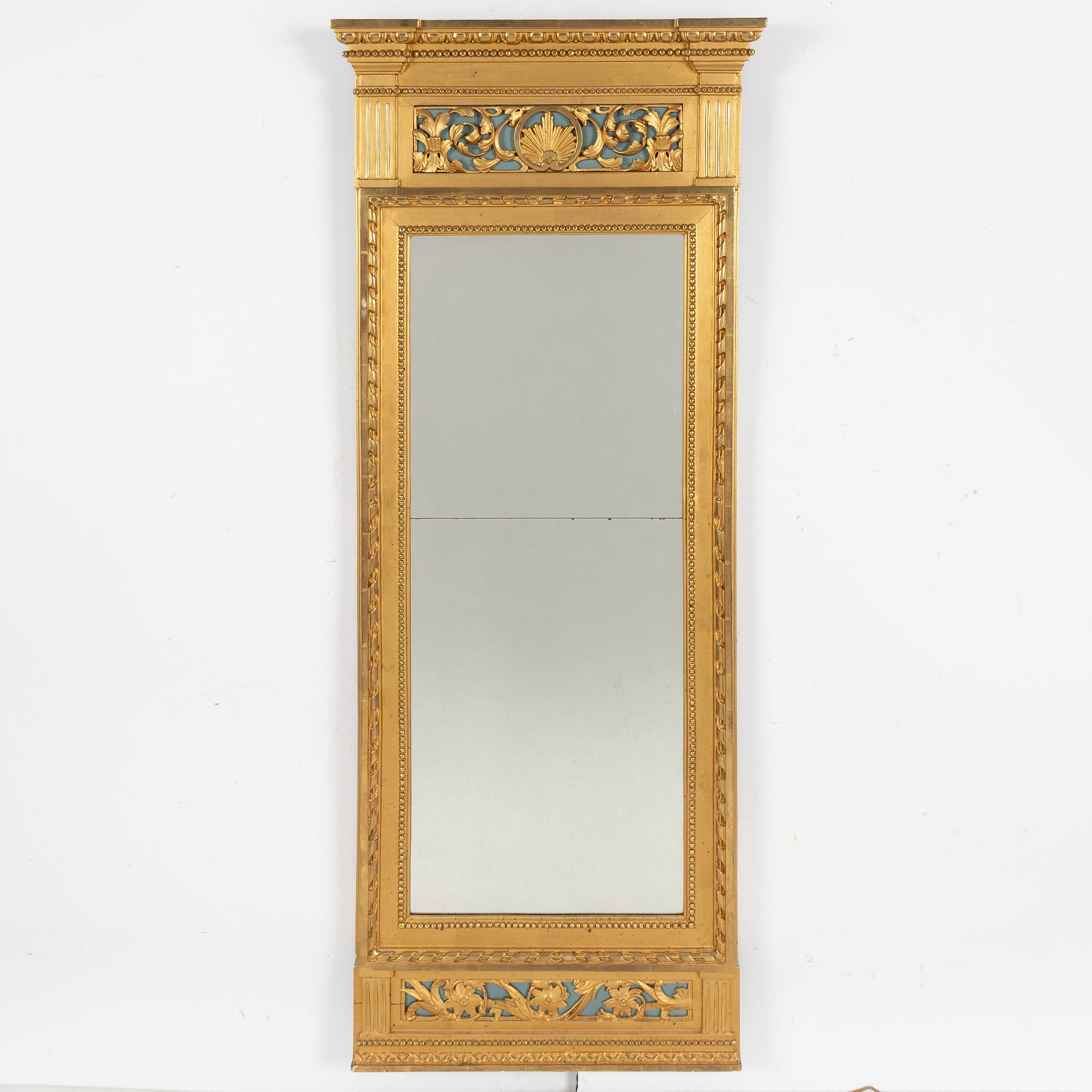 A Gustavian mirror, late 18th century.