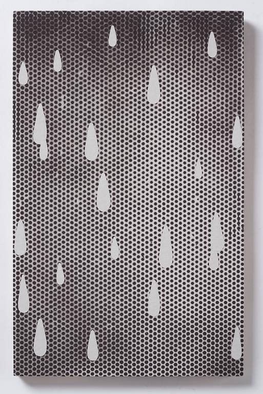 Carl Ostendarp, spray paint and flashe on canvas, signed and dated 1991 verso.