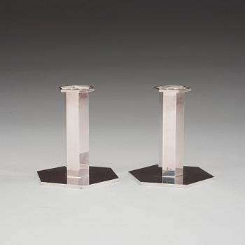 A pair of Wiwen Nilsson sterling candlesticks, Lund 1960.