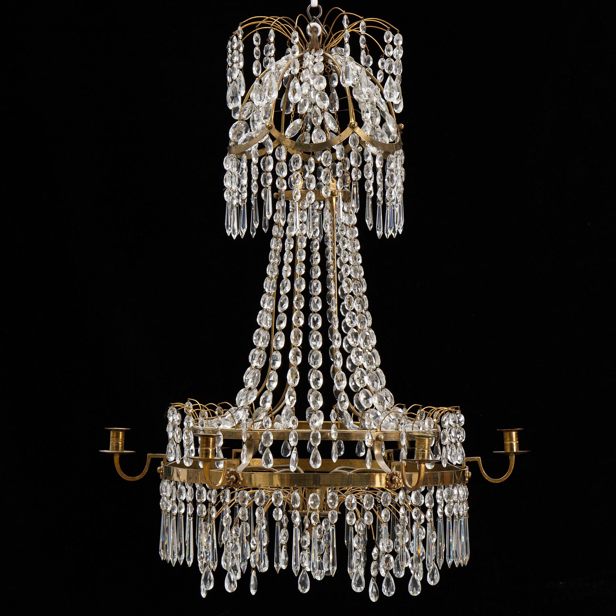 A Gustavian style chandelier, 19th Century.