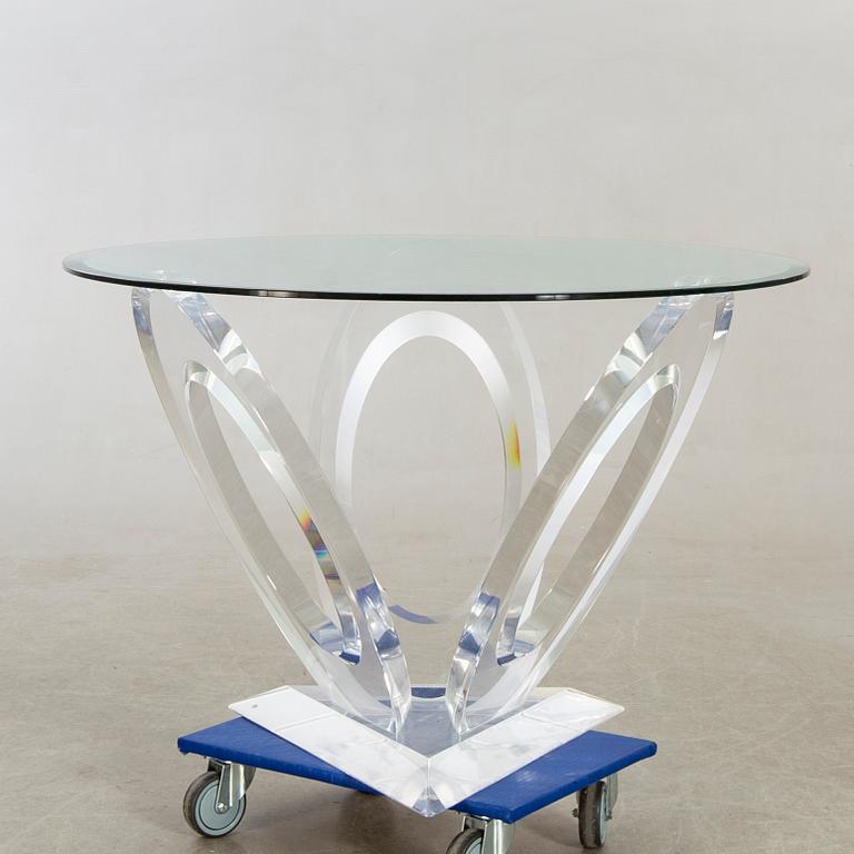 A Mikhail Loznikov signed glass and plexi dining table later part of the 20th century.