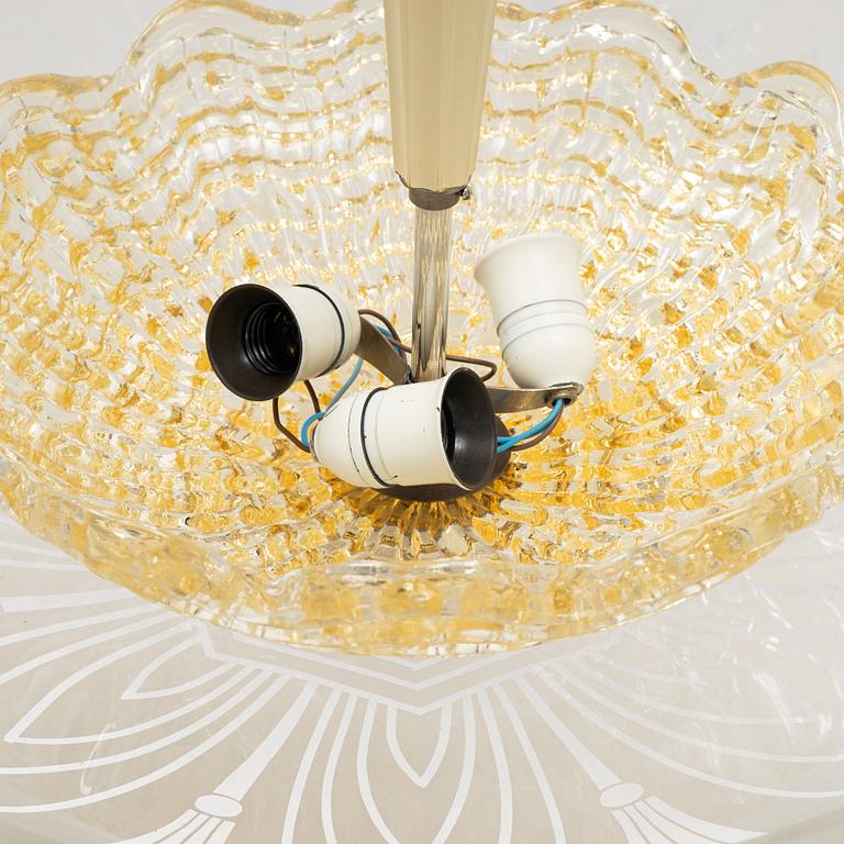 An Orrefors glass ceiling light, mid 20th Century.