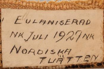 TWO SIDED RYA (knotted pile). Sweden/Finland 1797. 191 x 138,5 cm.