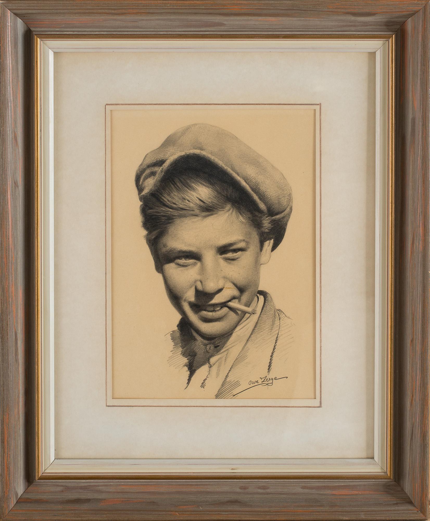 OWE ZERGE, teckning. Signerad.