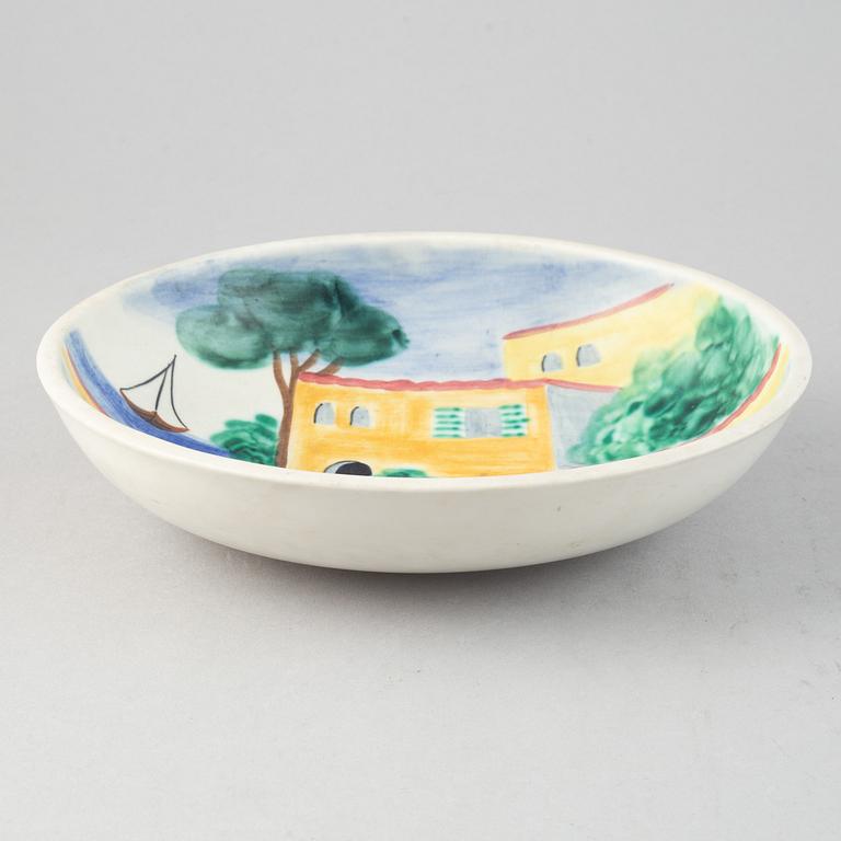 Gunnar Nylund & Heidi Heimann, a set of one ceramic vase, two dishes and a bowl for Rörstrand.