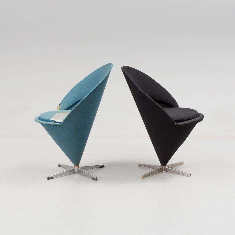 VERNER PANTON, ett par stolar, "Cone-chair". Ca 1960-tal.