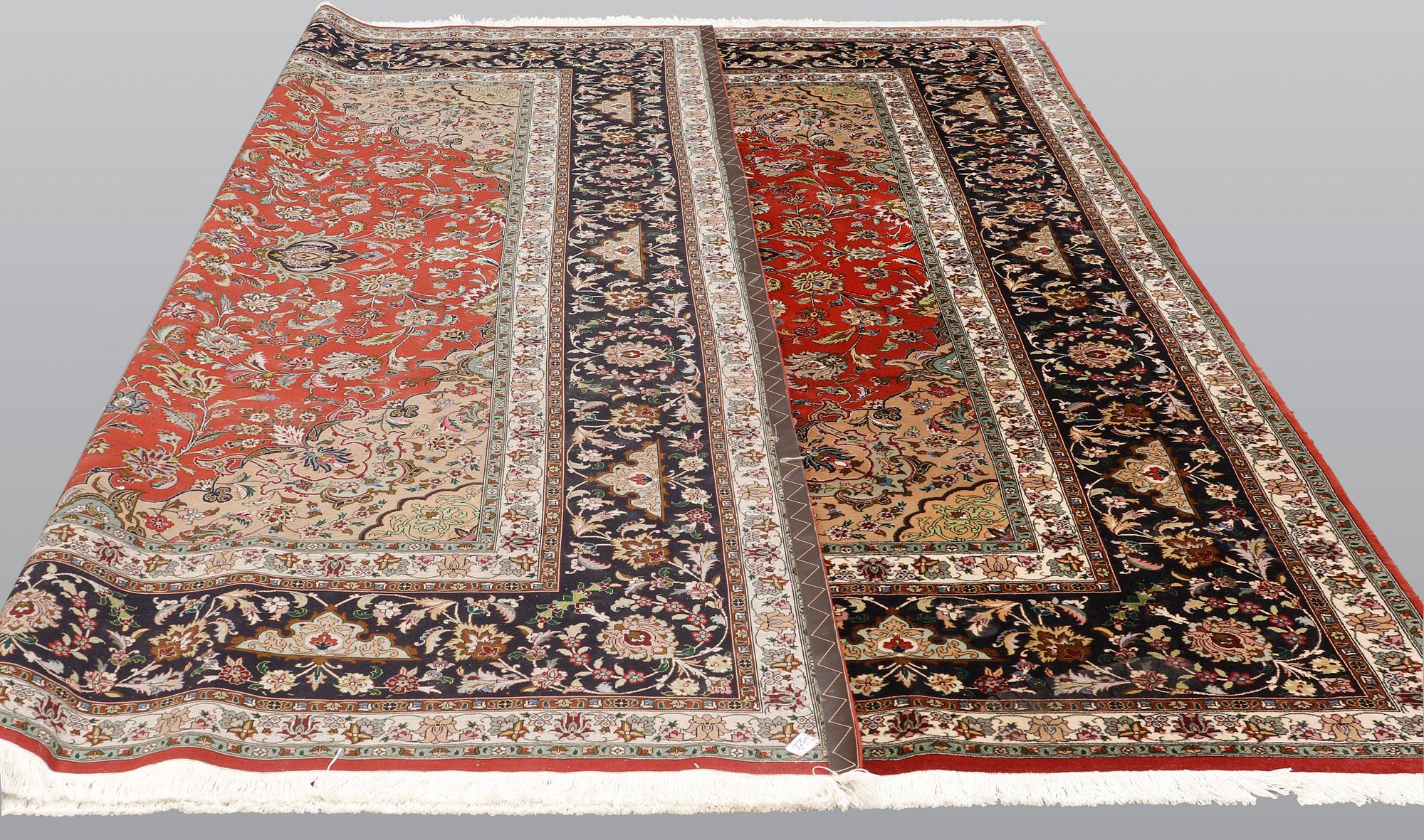 A Tabriz carpet, part silk, so-called 50 Raj, approx. 300 x 300 cm.