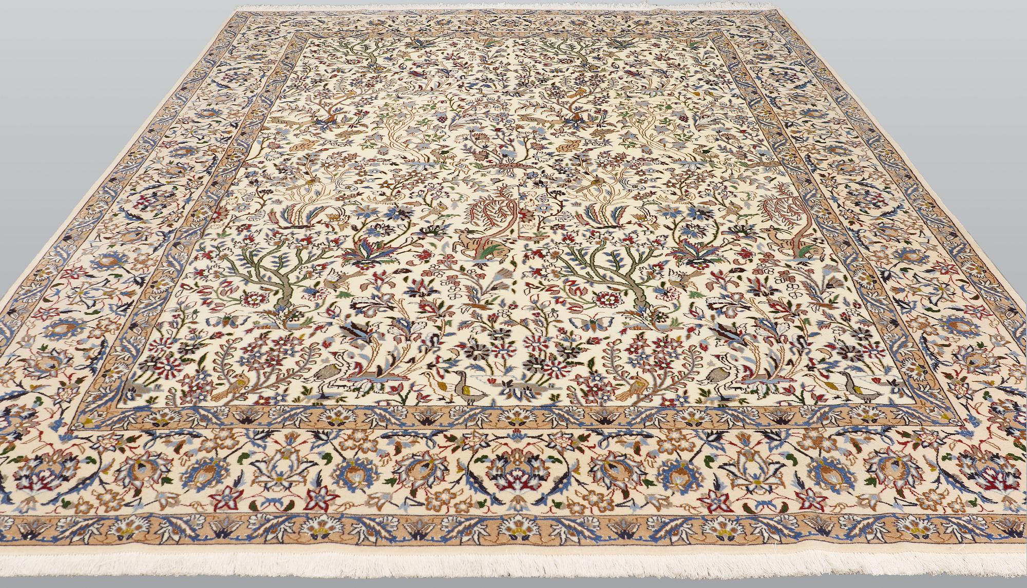 A carpet, Figural Nain, part silk, sk 9LAA, ca 355 x 249.