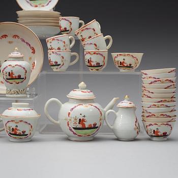 A famille rose 'European Subject' miniature service, Qing dynasty, Qianlong (1736-95). (36 pieces).