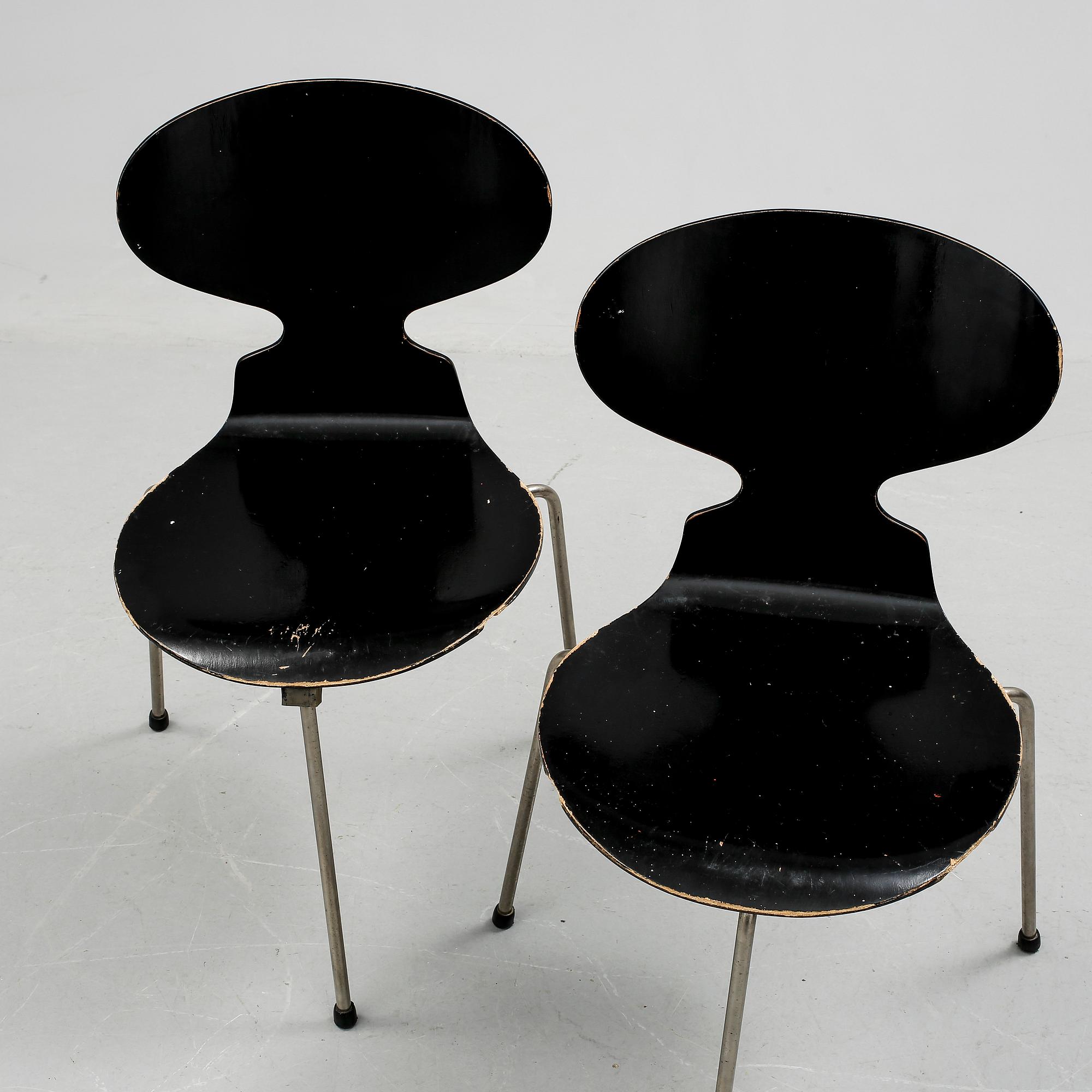 STOLAR, 2 st, "Myran", Arne Jacobsen, Fritz Hansen, 1900-talets mitt.