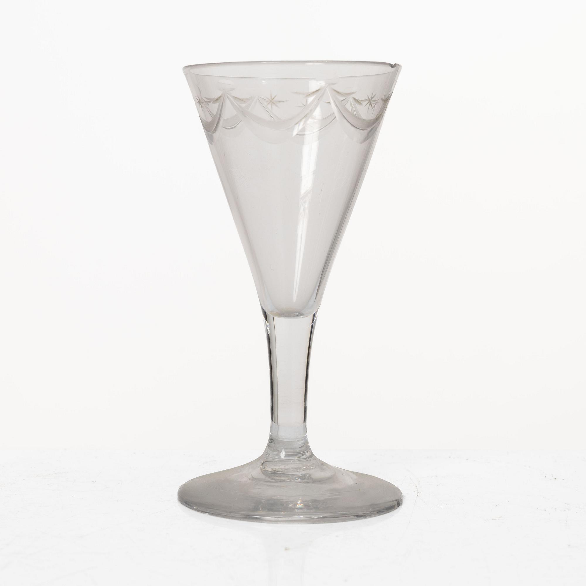 Spetsglas, tio stycken, omkring 1900.