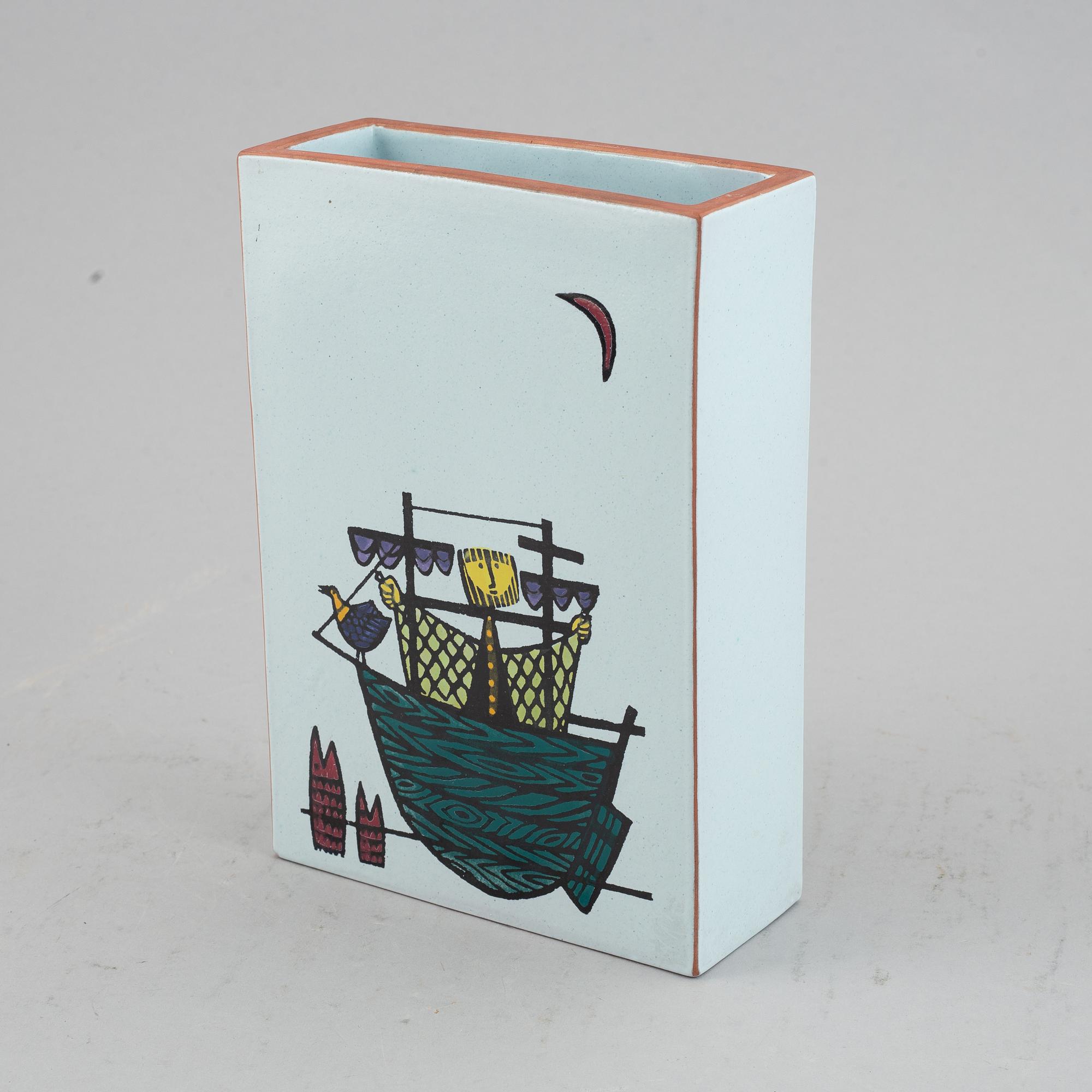 Stig Lindberg, a faience "Karneval" vase for Gustavsberg.