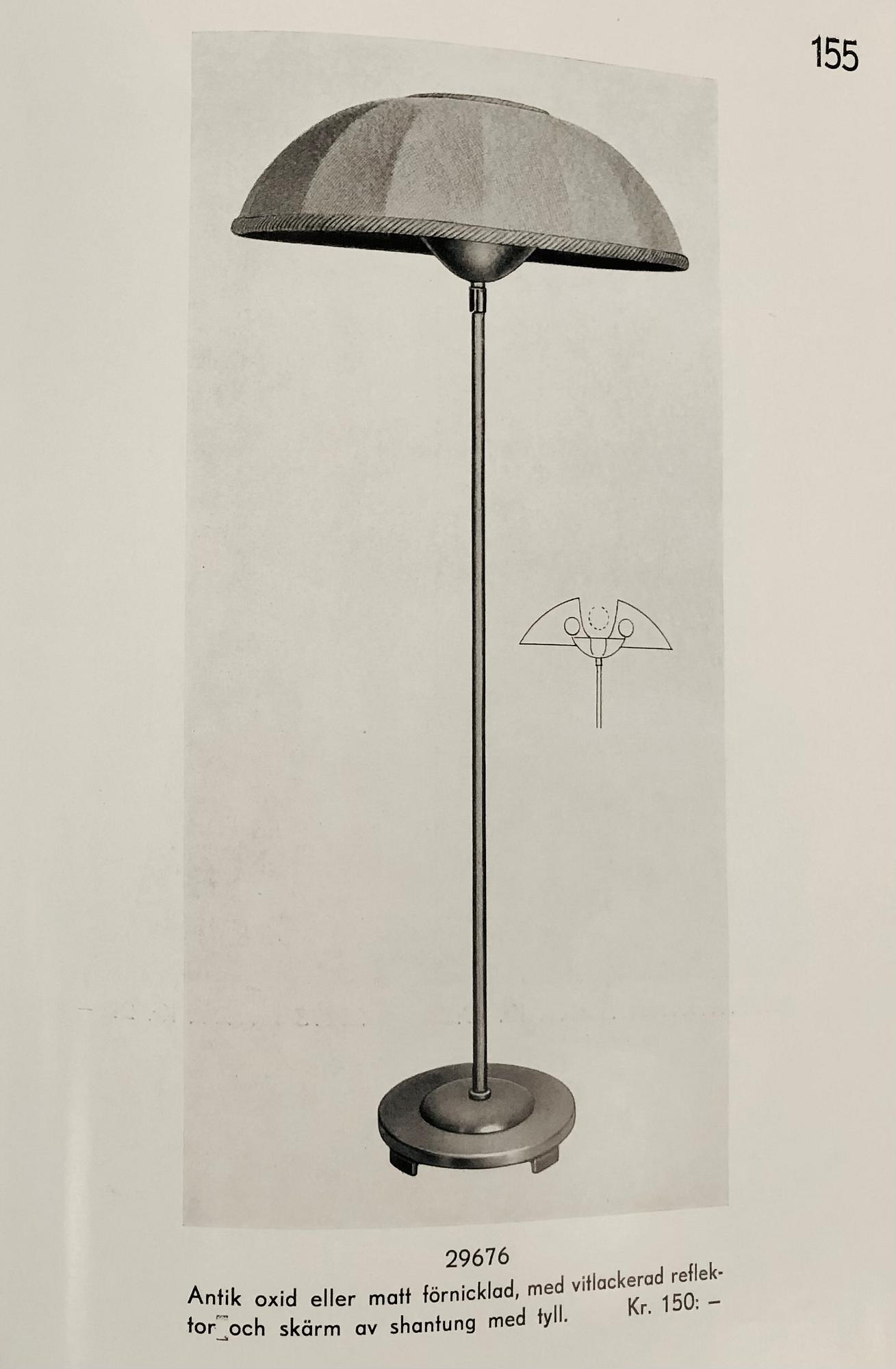 Erik Tidstrand, a floor lamp, model "29676", Nordiska Kompaniet, 1930-40s.