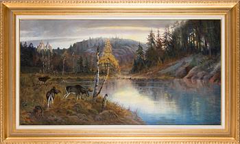 Ejnar Kohlmann, Moose in a forest pond.