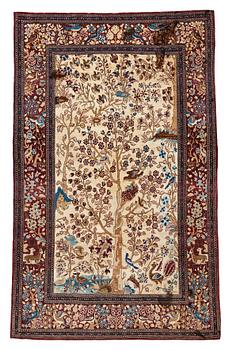 291. A RUG, a semi-antique Esfahan probably, figural, ca 214,5 x 137,5 cm.