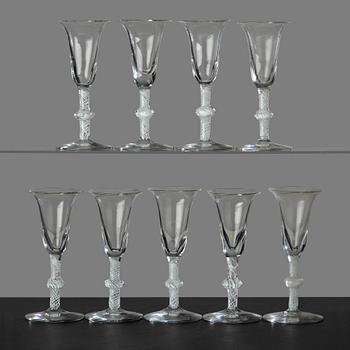 55. A set of nine glasses, England, 18th Century.