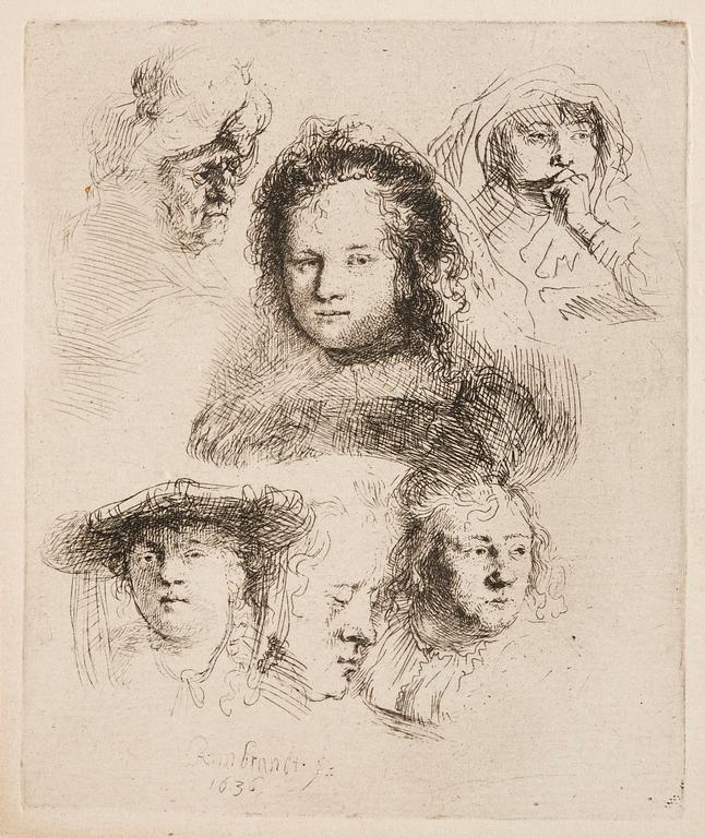 Rembrandt Harmensz van Rijn, "Head of Saskia and Others".