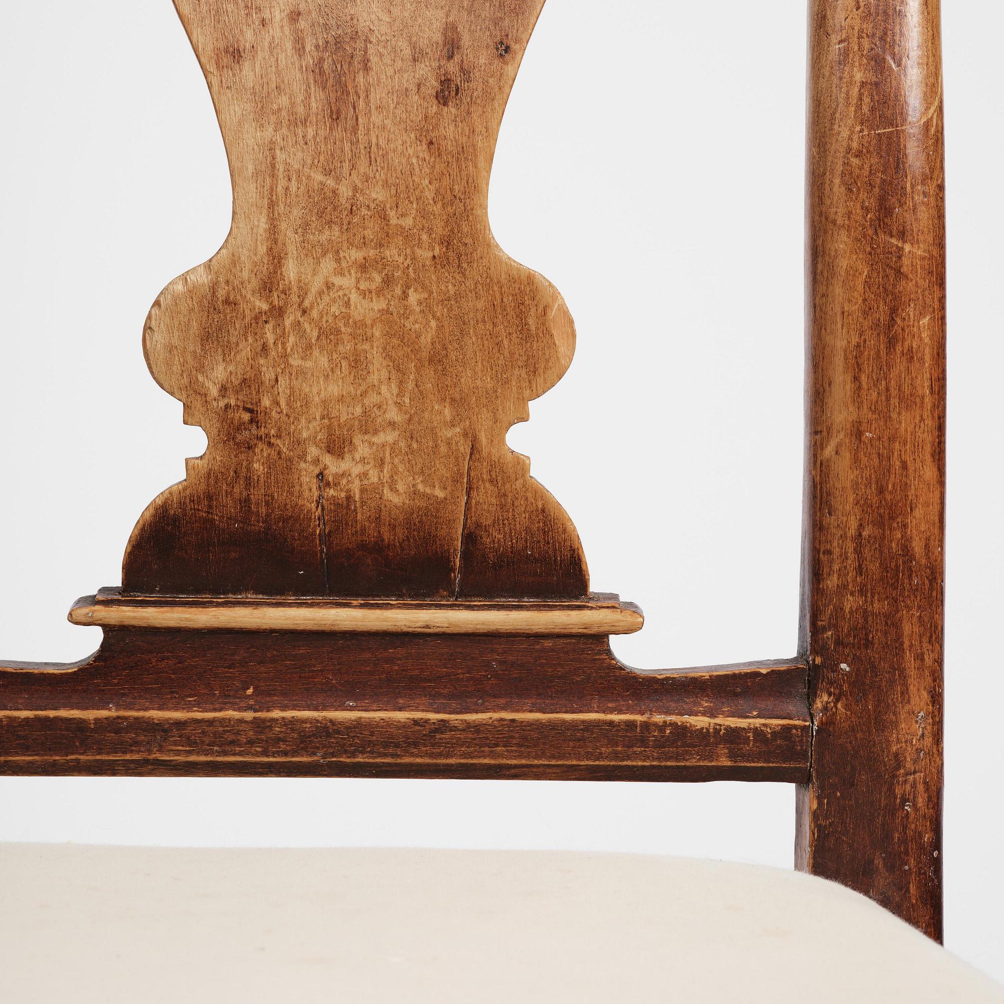 Stolar, sex stycken, Stockholmsarbeten, 1700-talets mitt,  tidig Rokoko.