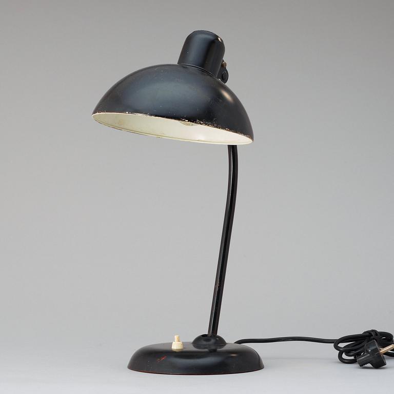 A Christian Dell black lacquered metal table lamp, model 6556, Kaiser & Co, Germany.