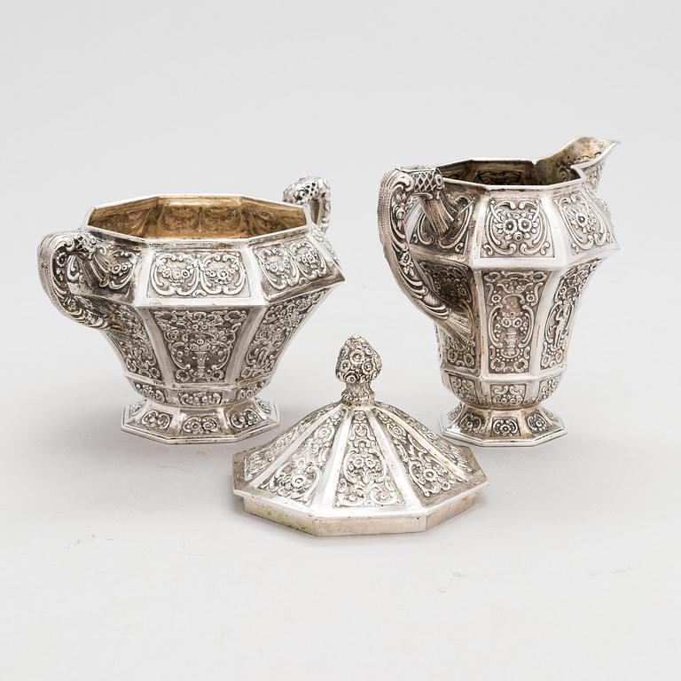 Te- och kaffeservis, 4 delar, silver, Tyskland 1900-talets första hälft.