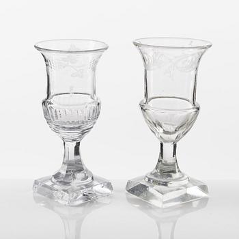 A set of 14 (6+8) Swedish Empure wine glasses, early 19th Century.