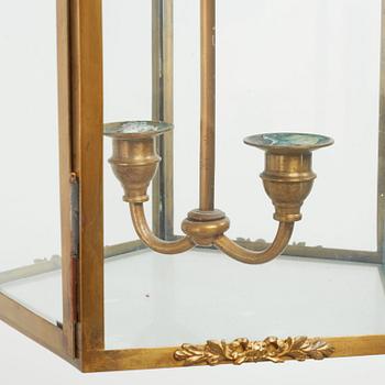 A Louis XVI-style 20th century two-light lantern.