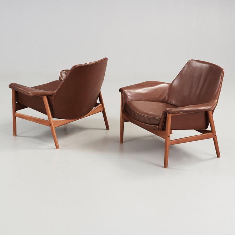 Ib Kofod Larsen, a pair of easy chairs, OPE-möbler, Sweden 1950's-60's.