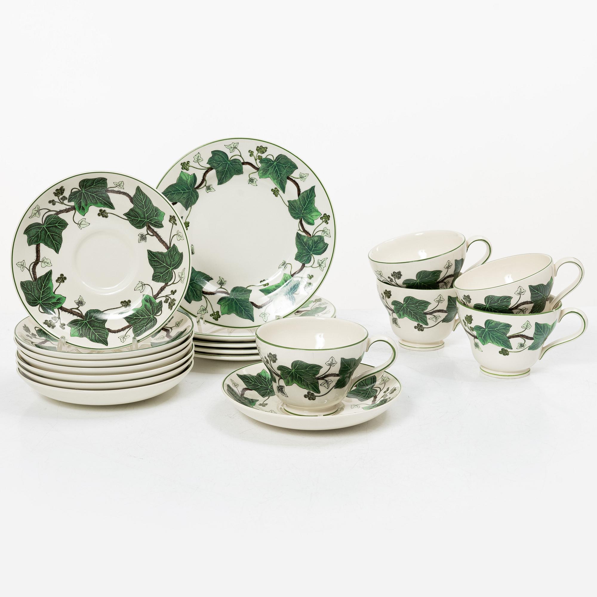 A 10-piece creamware coffee set, 'Napoleon Ivy', Wedgwood, England.