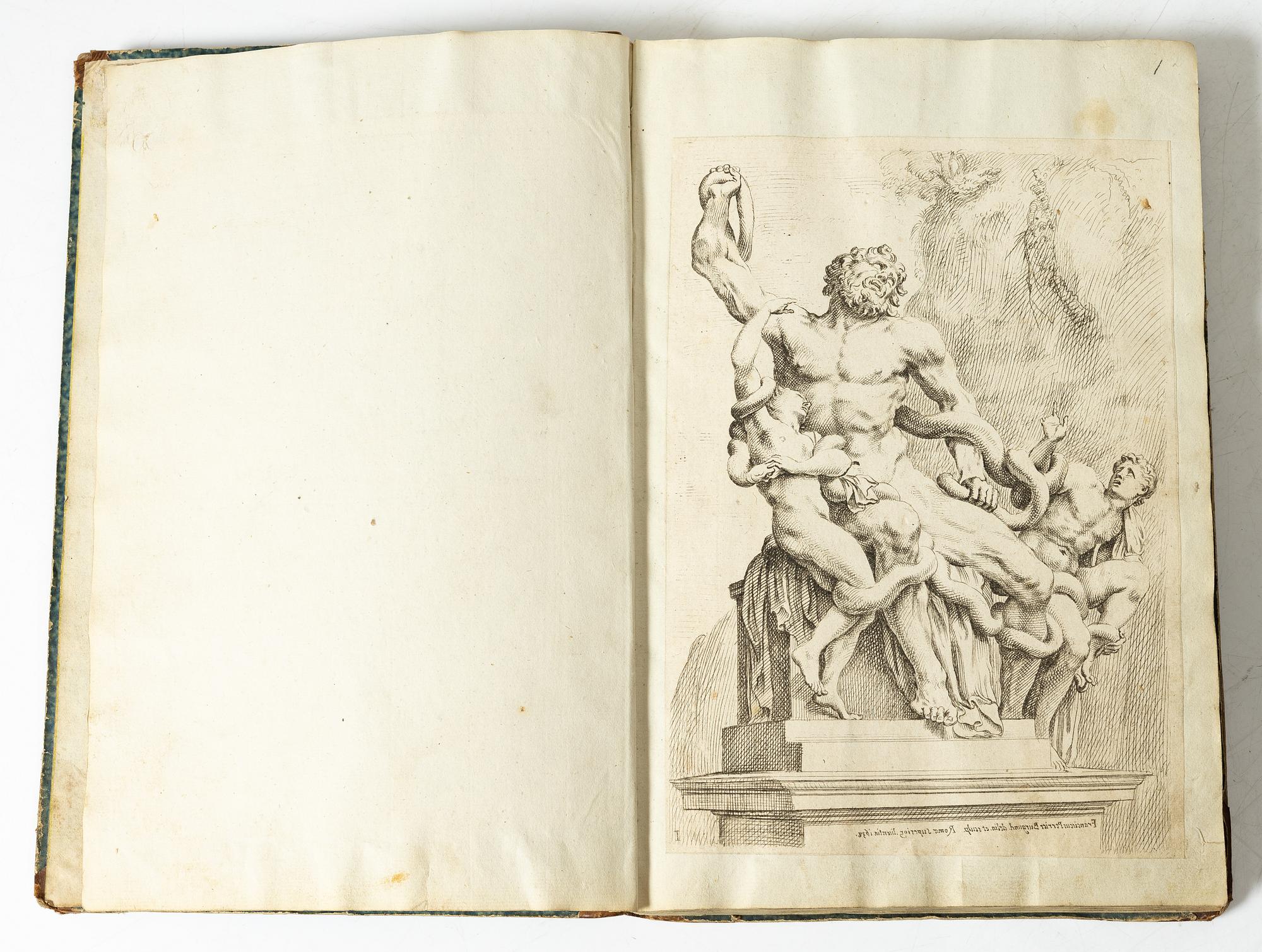 98 etsningar av romerska statyer.