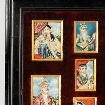En samling indiska miniatyrmålningar, Delhi, circa 1870,