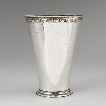 A Swedish 18th century parcel-gilt silver beaker, mark of Petter Lund, Stockholm 1723.