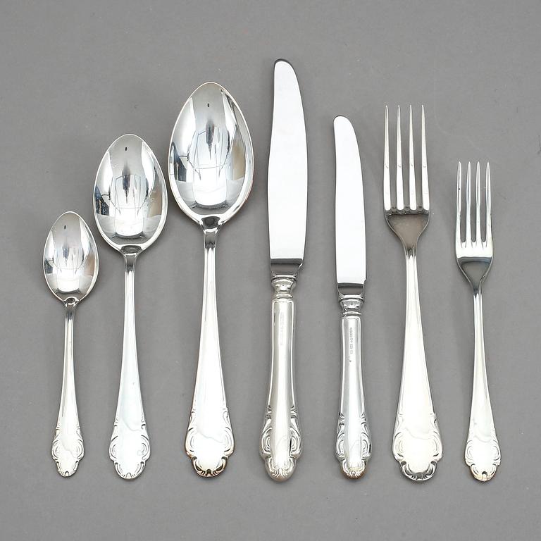 BESTICKSERVIS, 53 delar, silver, mestadels Mema, Lidköpning. Tot vikt Ca 2213 gram.